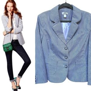 LOFT seersucker striped blazer L 14